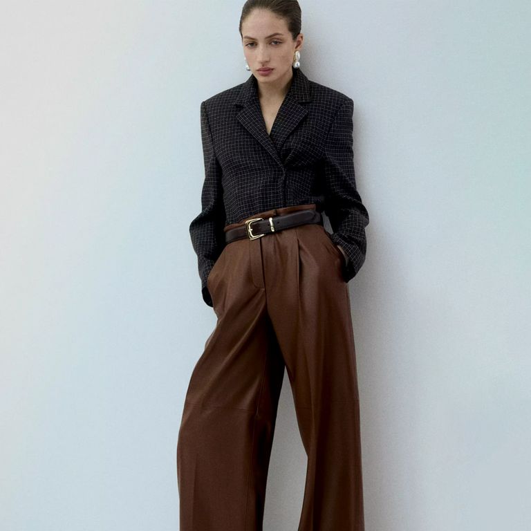 Pantalón Wide Leg Efecto Piel Mujer