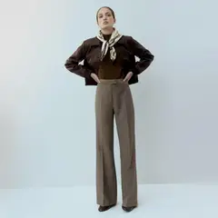 MANGO - Pantalón Mezcla Lana Pata De Gallo Mujer