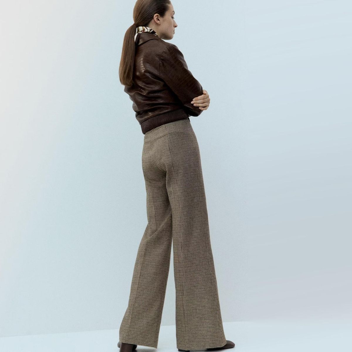 MANGO - Pantalón Mezcla Lana Pata De Gallo Mujer Mango