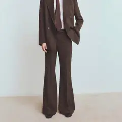 MANGO - Pantalón Traje Cuadros Pinzas Mujer