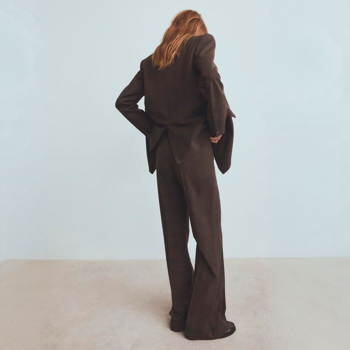 MANGO - Pantalón Traje Cuadros Pinzas Mujer Mango