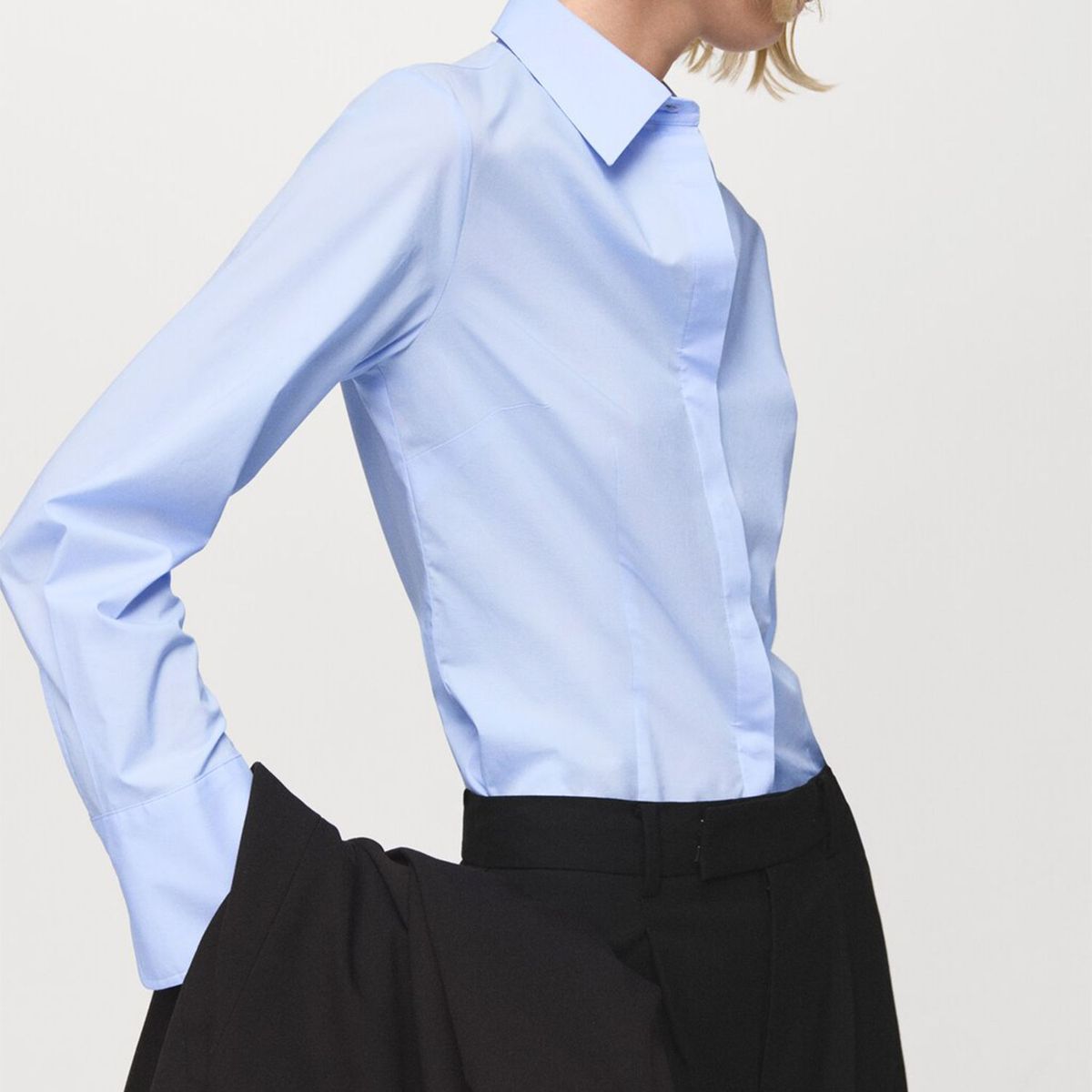 MANGO - Blusa Popelín Entallada Mujer Mango
