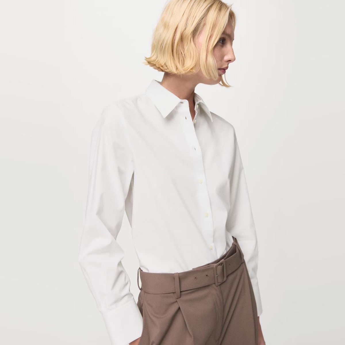 MANGO - Blusa Regular Mezcla Algodón Lyocell Mujer Mango