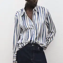 MANGO - Blusa Fluida Estampada Mujer