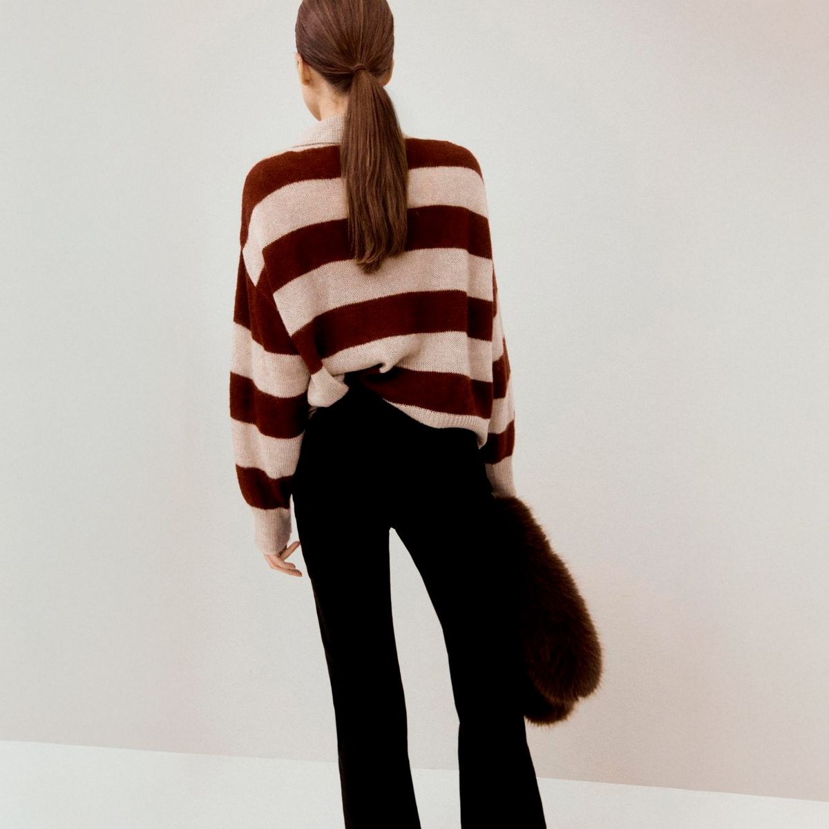 MANGO - Sweater Rayas Cuello Polo Mujer Mango