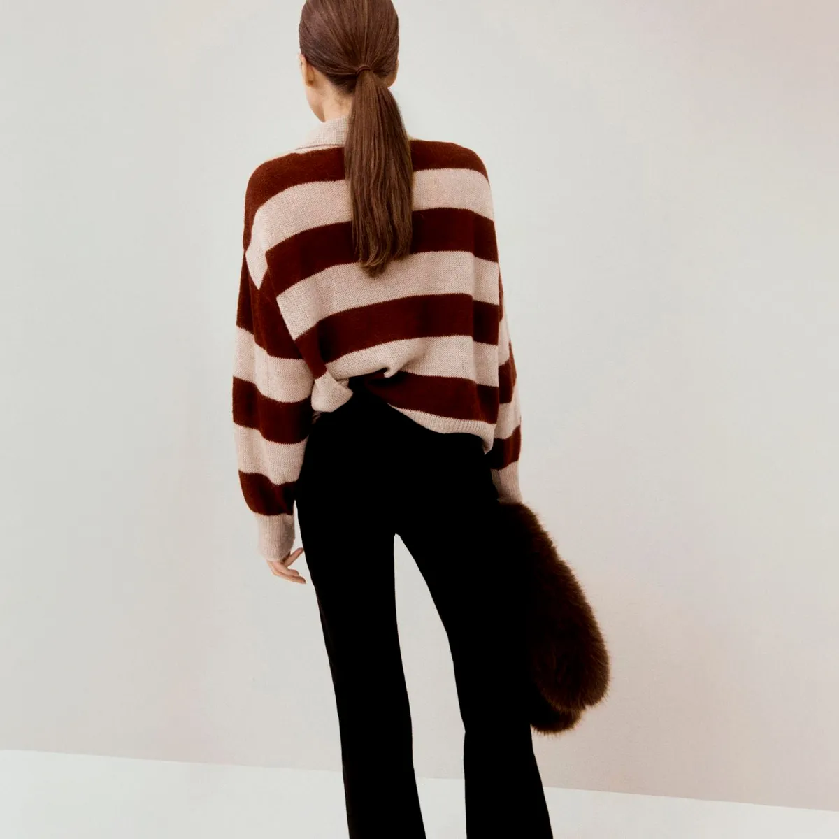 MANGO - Sweater Rayas Cuello Polo Mujer Mango