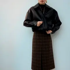 MANGO - Falda Midi Cuadros Mezcla Lana Mujer