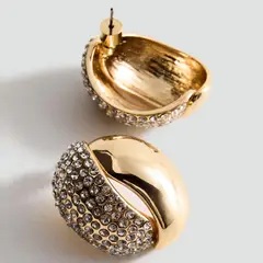 MANGO - Aros Ovalados Cristales Combinados Mujer