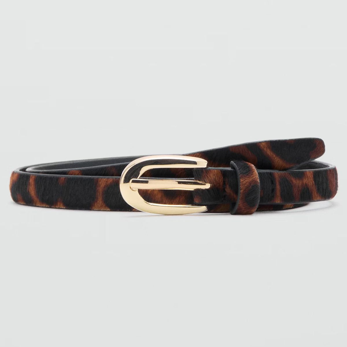 MANGO - Cinturón Piel Pelo Leopardo Mujer Mango