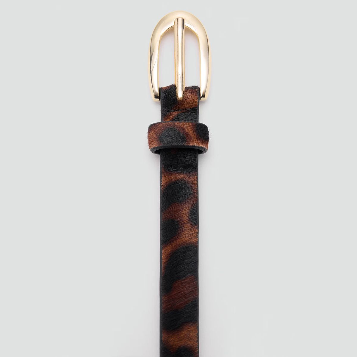 MANGO - Cinturón Piel Pelo Leopardo Mujer Mango