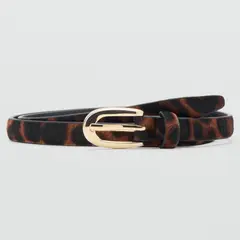 MANGO - Cinturón Piel Pelo Leopardo Mujer