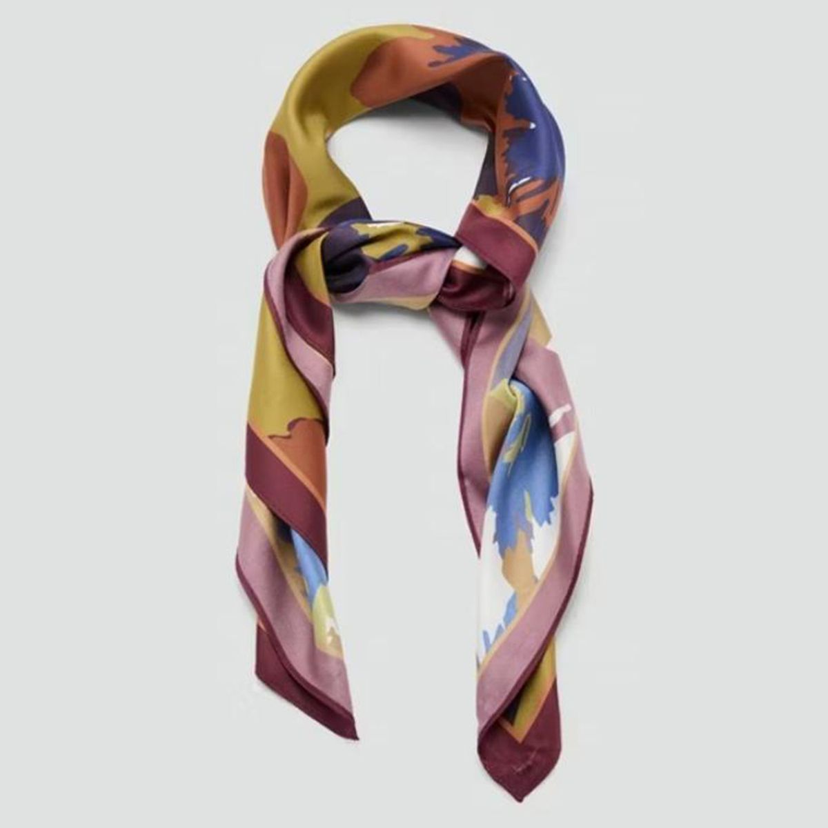 MANGO - Pañuelo Satinado Floral Mujer Mango