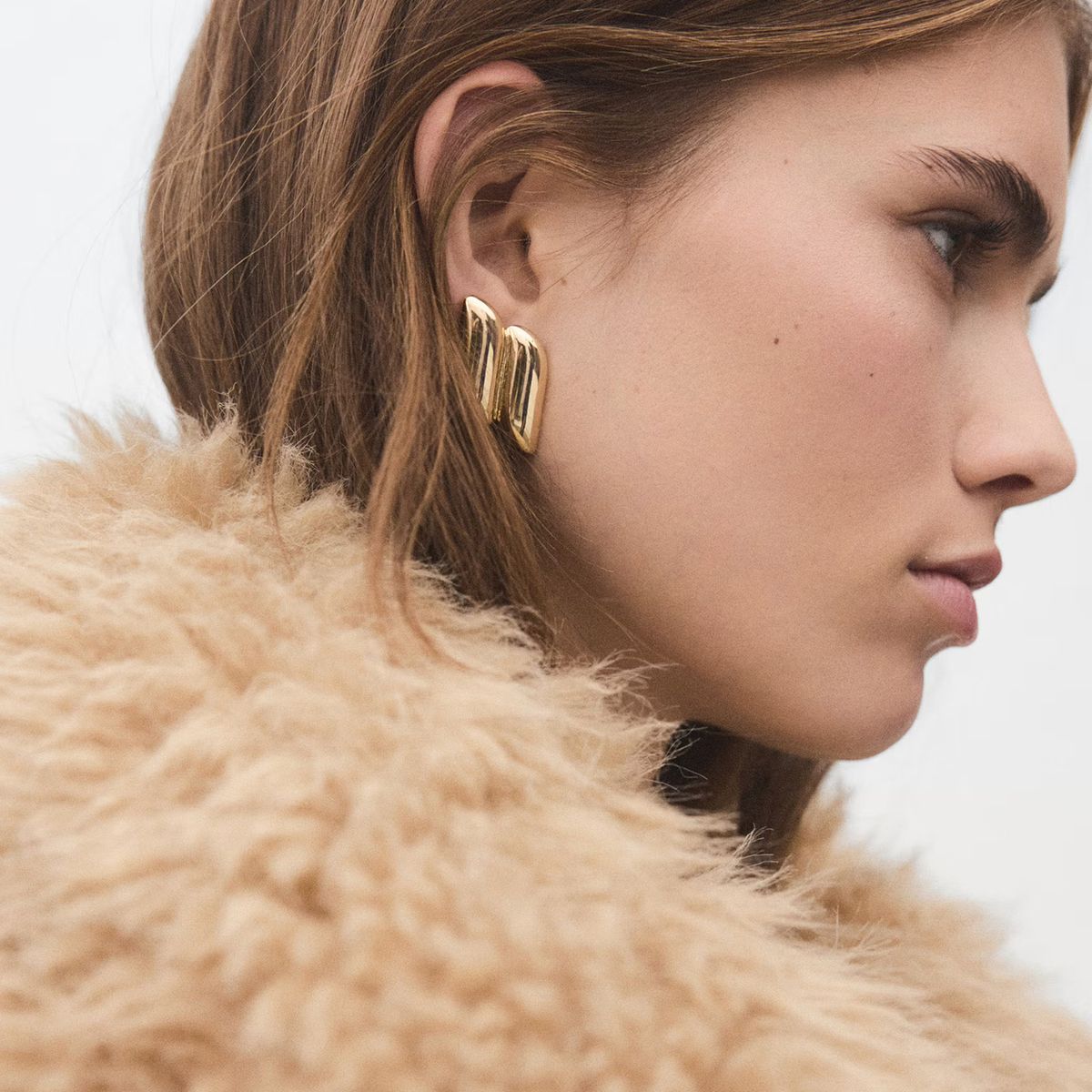 MANGO - Aros Geométricos Relieve Mujer Mango