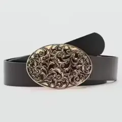 MANGO - Cinturón Piel Hebilla Grabada Mujer