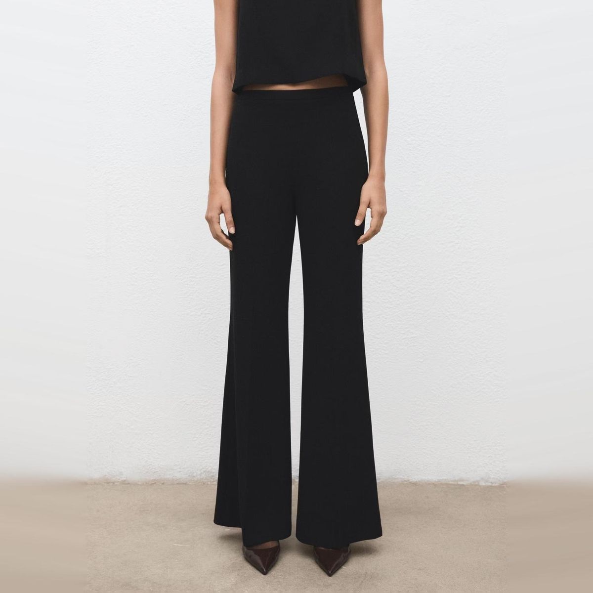 MANGO - Pantalón Traje Tiro Alto Mujer Mango