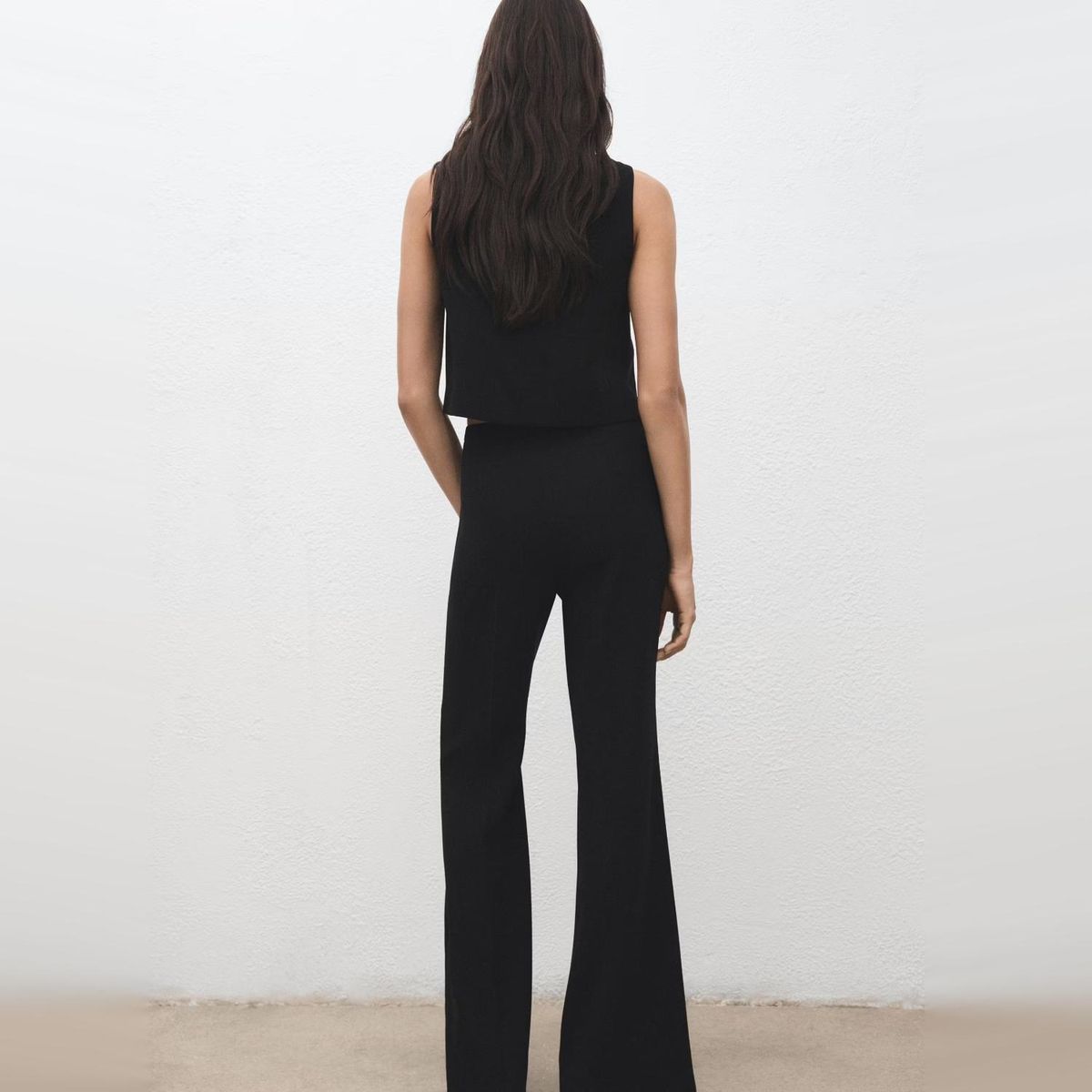 MANGO - Pantalón Traje Tiro Alto Mujer Mango