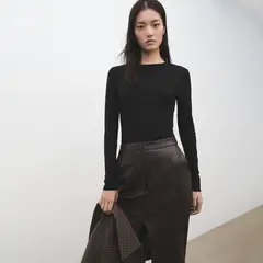 MANGO - Polera Manga Larga Mujer