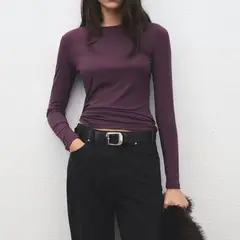 MANGO - Polera Manga Larga Mujer