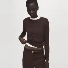 MANGO - Sweater Punto Fino Cuello Redondo Mujer