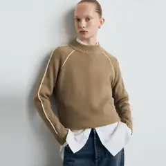 MANGO - Sweater Cuello Perkins Rayas Contraste Mujer
