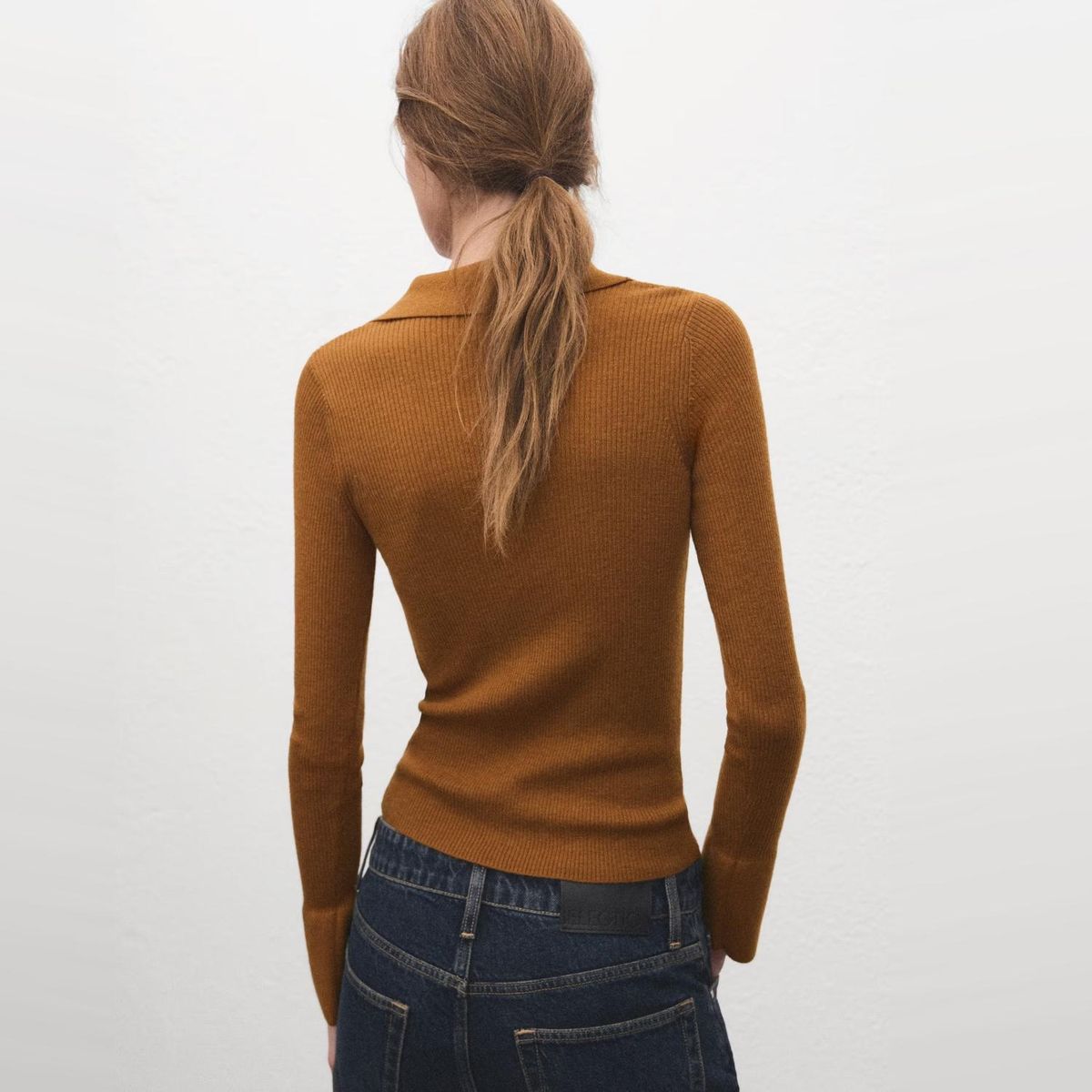 MANGO - Sweater Canalé Cuello Polo Mujer Mango