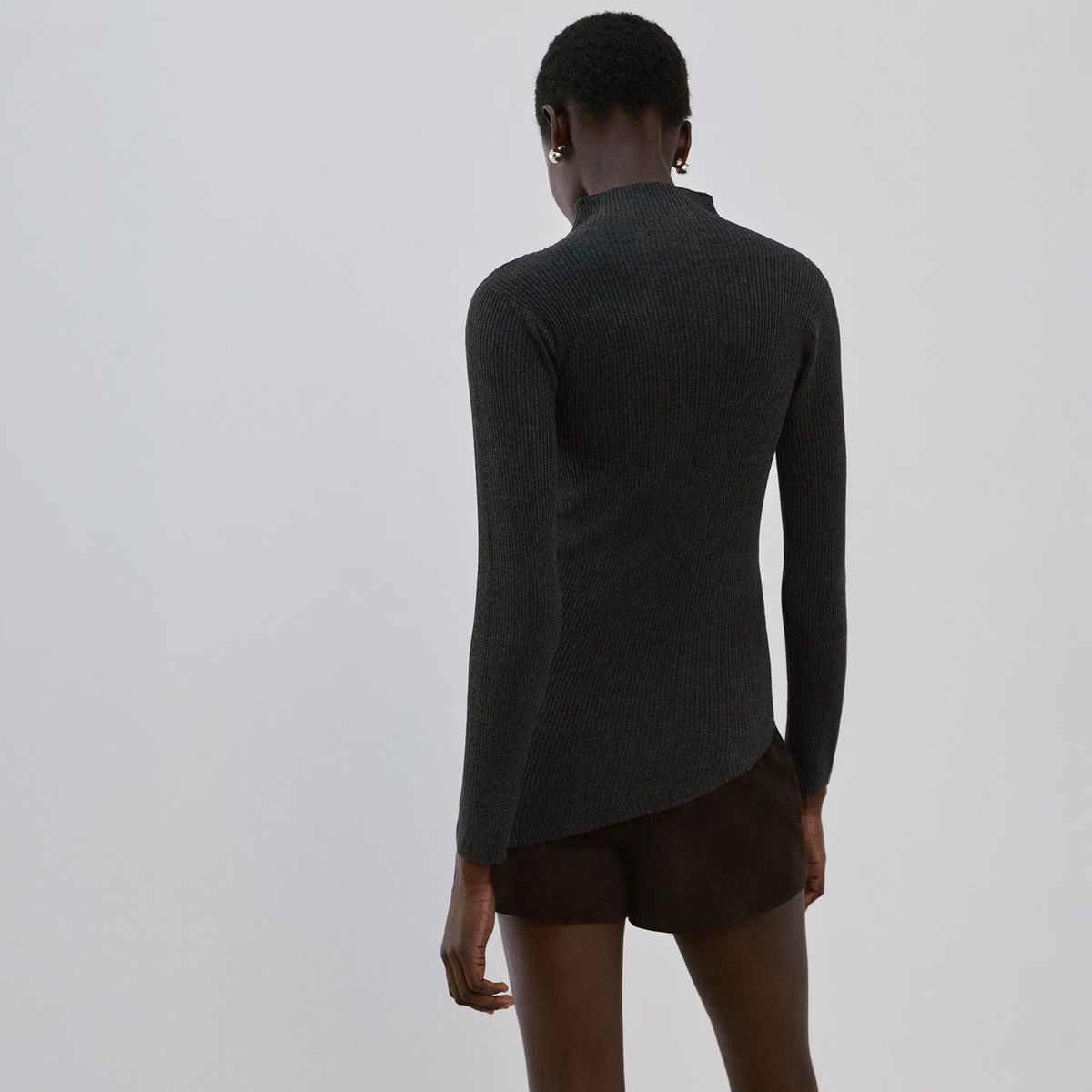 MANGO - Sweater Asimétrico Cuello Alto Mujer Mango