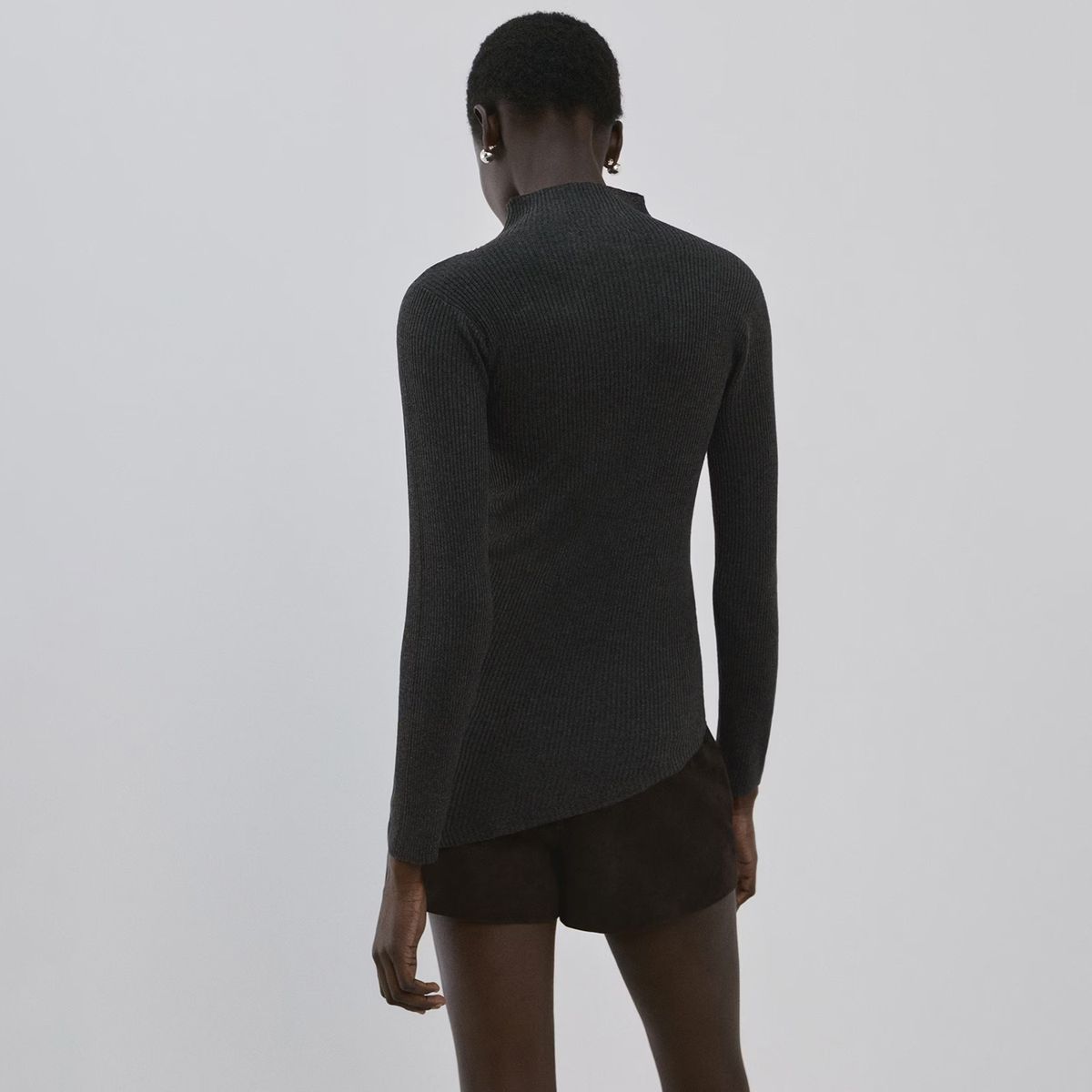 MANGO - Sweater Asimétrico Cuello Alto Mujer Mango