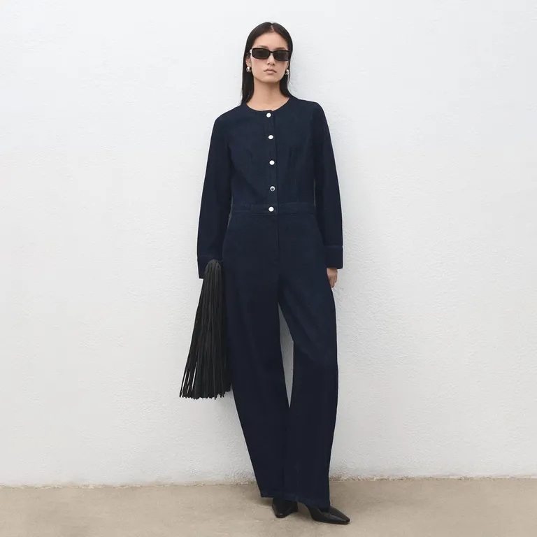 MANGO Enterito Denim Botones Mujer