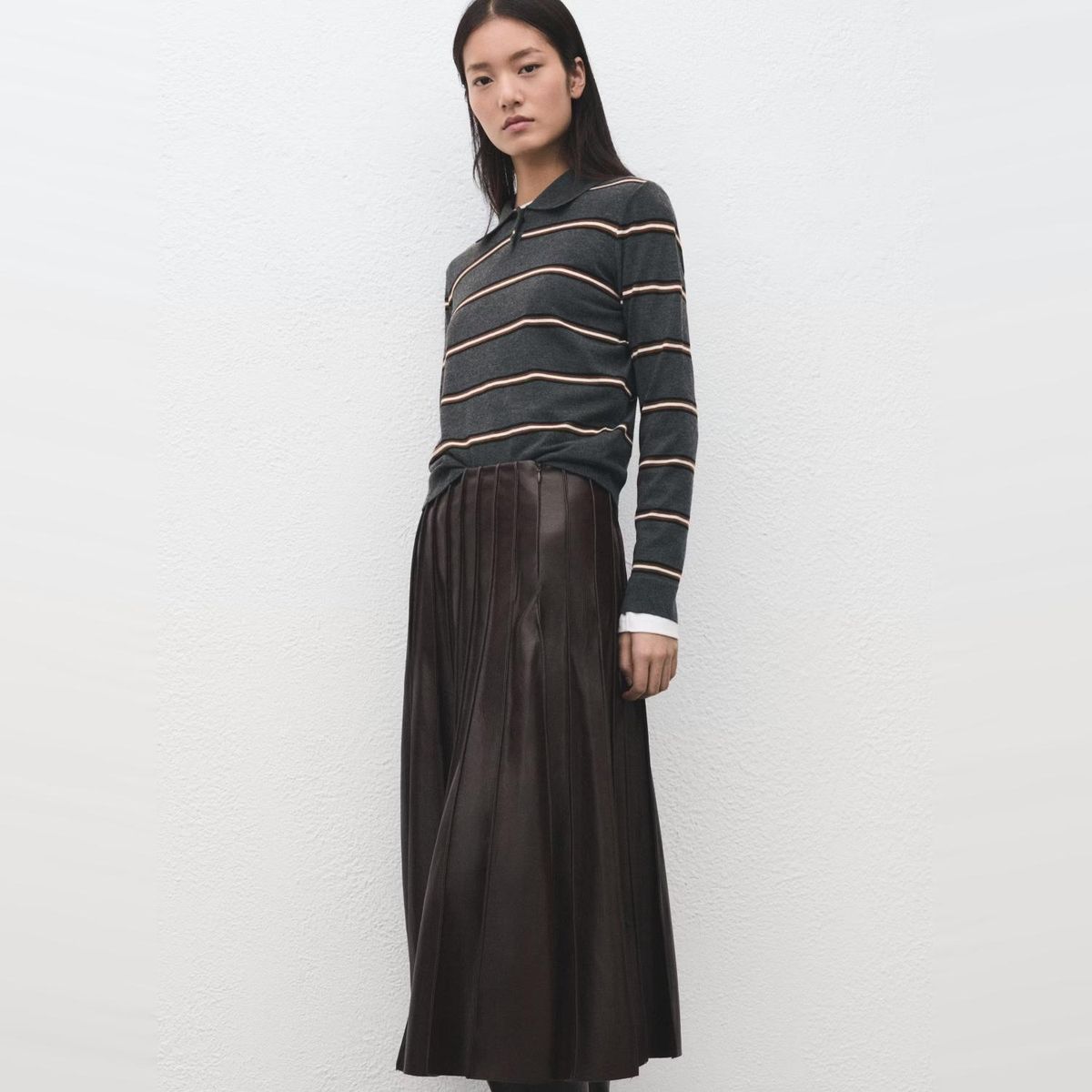 MANGO - Sweater Rayas Cuello Polo Mujer Mango
