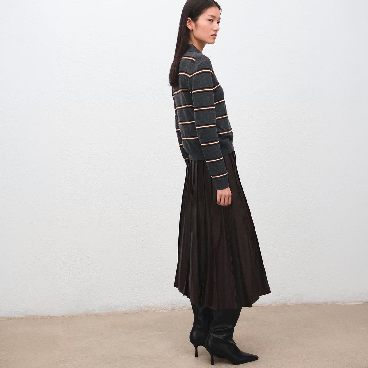 MANGO - Sweater Rayas Cuello Polo Mujer Mango