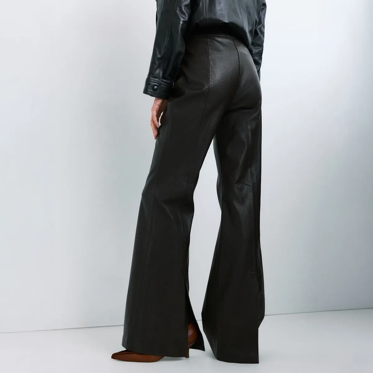 MANGO - Pantalón Wide Leg Efecto Piel Mujer Mango