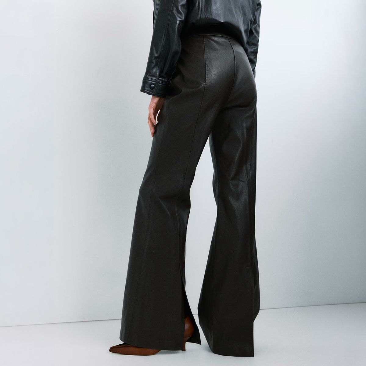 MANGO - Pantalón Wide Leg Efecto Piel Mujer Mango