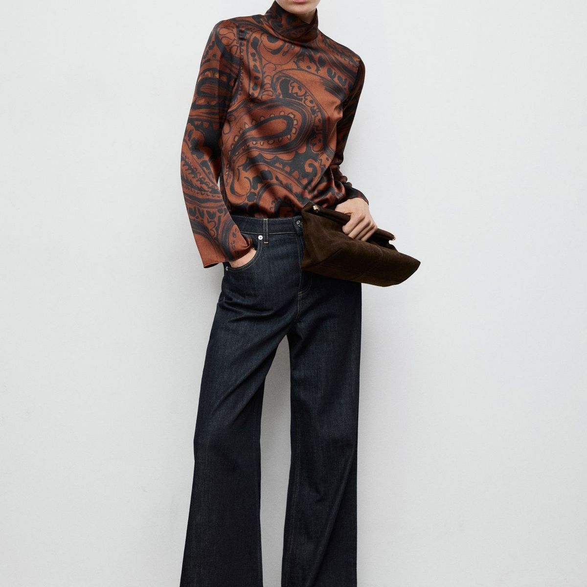 MANGO - Blusa Satinada Estampado Paisley Mujer Mango