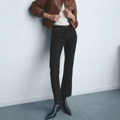 MANGO - Jeans Sienna Flare Crop Tiro Medio Mujer