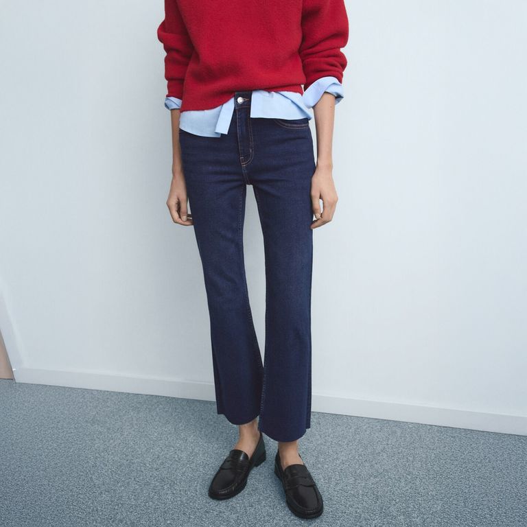 Jeans Sienna Flare Crop Tiro Medio Mujer