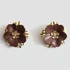 MANGO - Aros Metálicos Flores Mujer