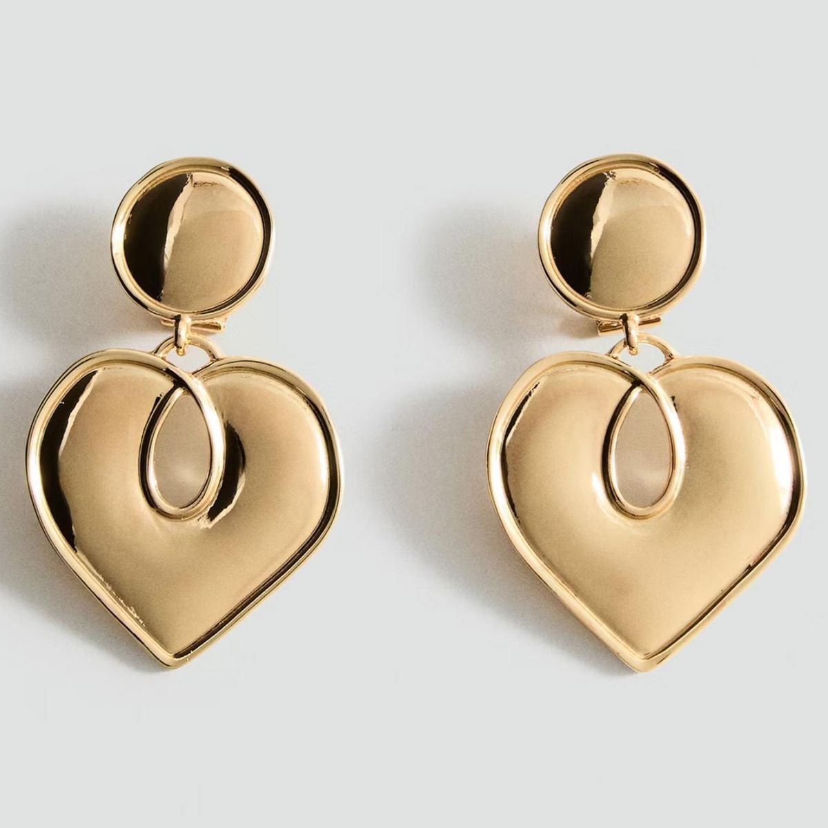 MANGO - Aros Corazones Textura Mujer Mango