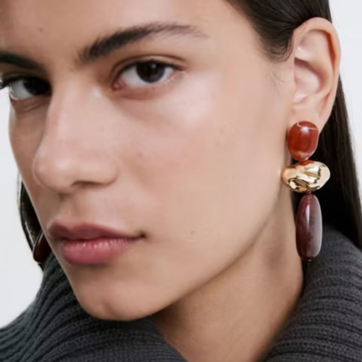 MANGO - Aros Colgantes Combinados Resina Mujer Mango