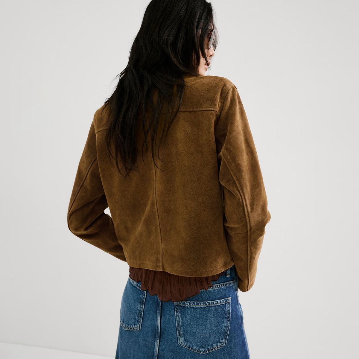 MANGO - Chaqueta Piel Serraje Botones Mujer Mango