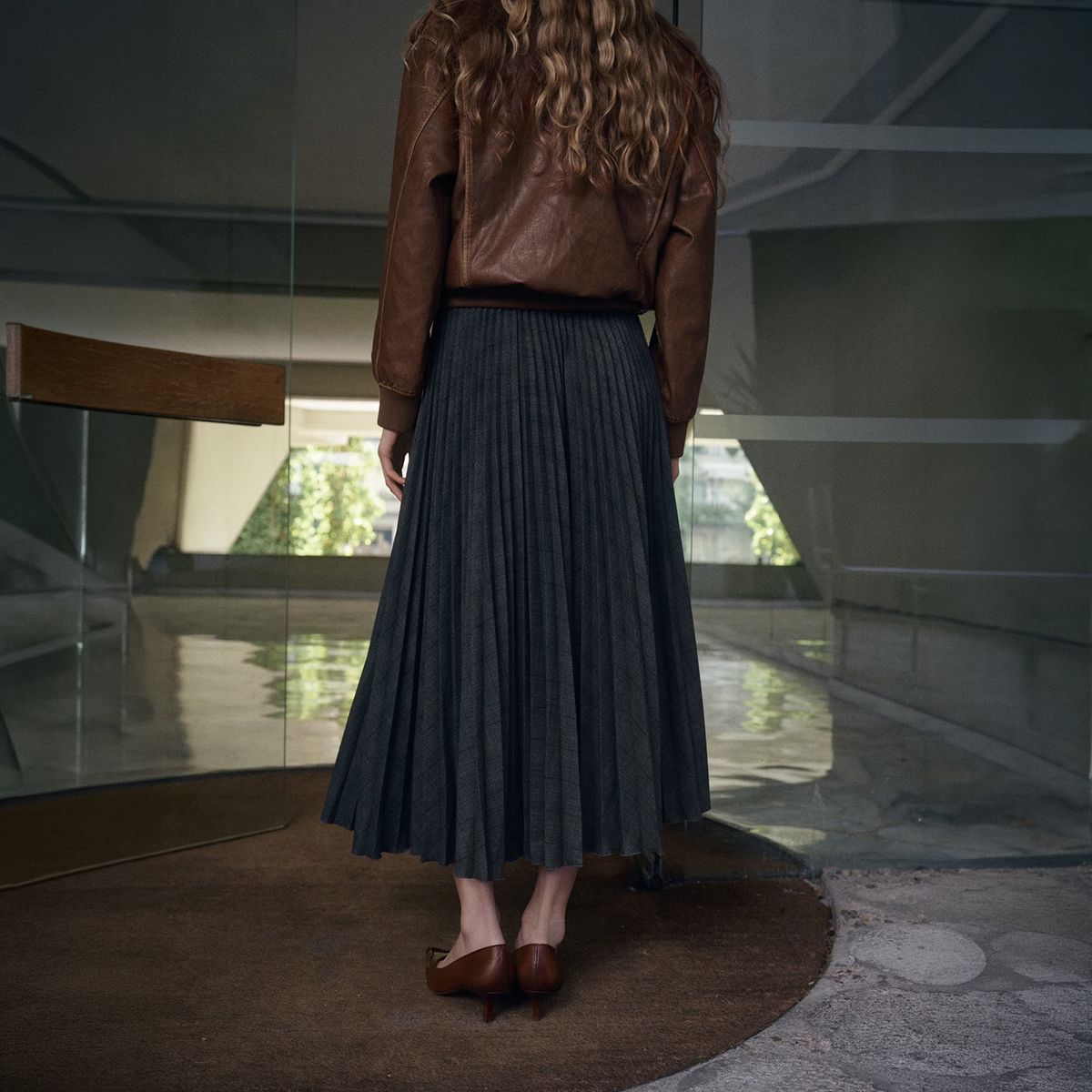 MANGO - Falda Plisada Cuadros Mujer Mango