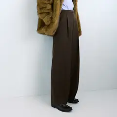 MANGO - Pantalón Wide Leg Pinzas Tiro Medio Mujer