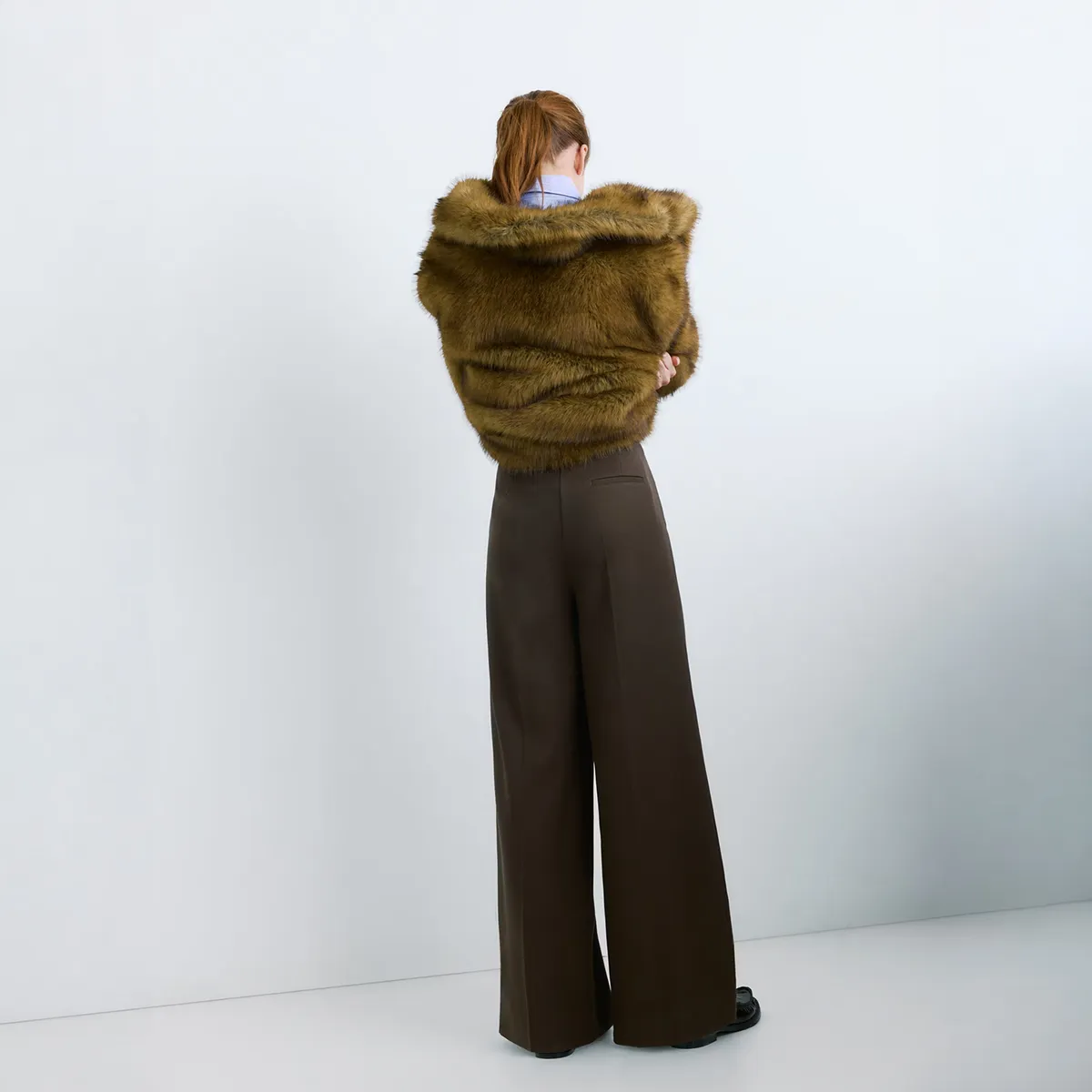 MANGO - Pantalón Wide Leg Pinzas Tiro Medio Mujer Mango