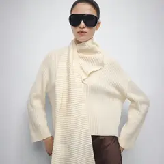 MANGO - Sweater Canalé Adorno Fular Mujer