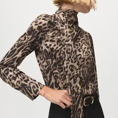 MANGO - Blusa Animal Print Fular Mujer