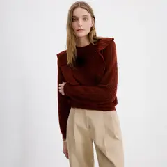 MANGO - Sweater Punto Calado Volantes Mujer