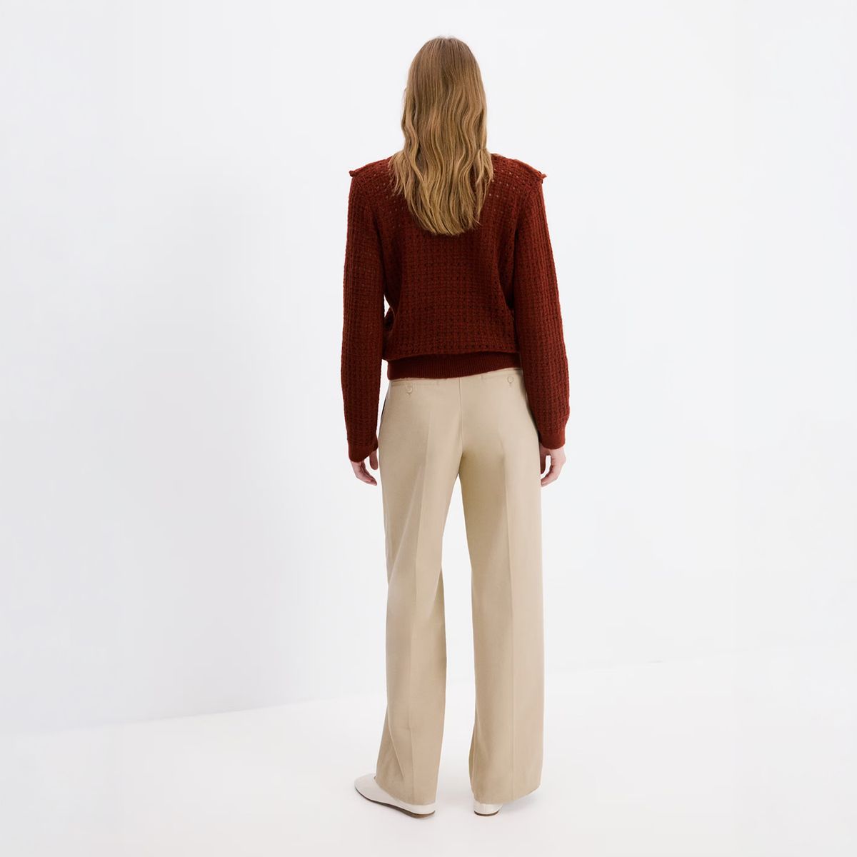 MANGO - Sweater Punto Calado Volantes Mujer Mango