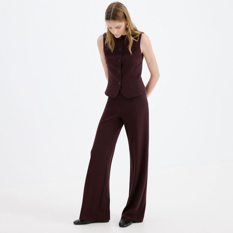 Pantalón Recto Traje Tiro Bajo Mujer