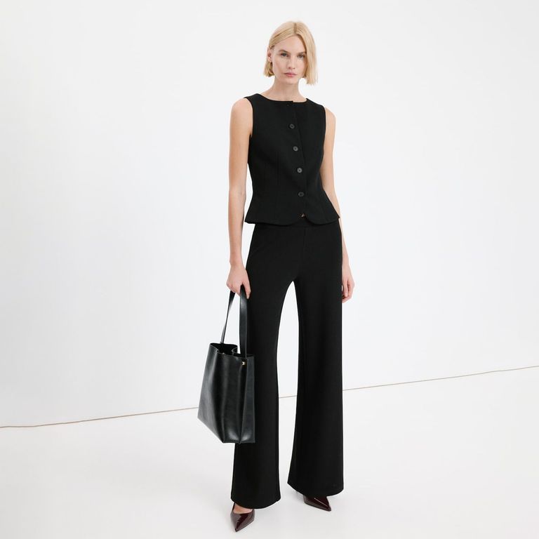 Pantalón Recto Traje Tiro Bajo Mujer
