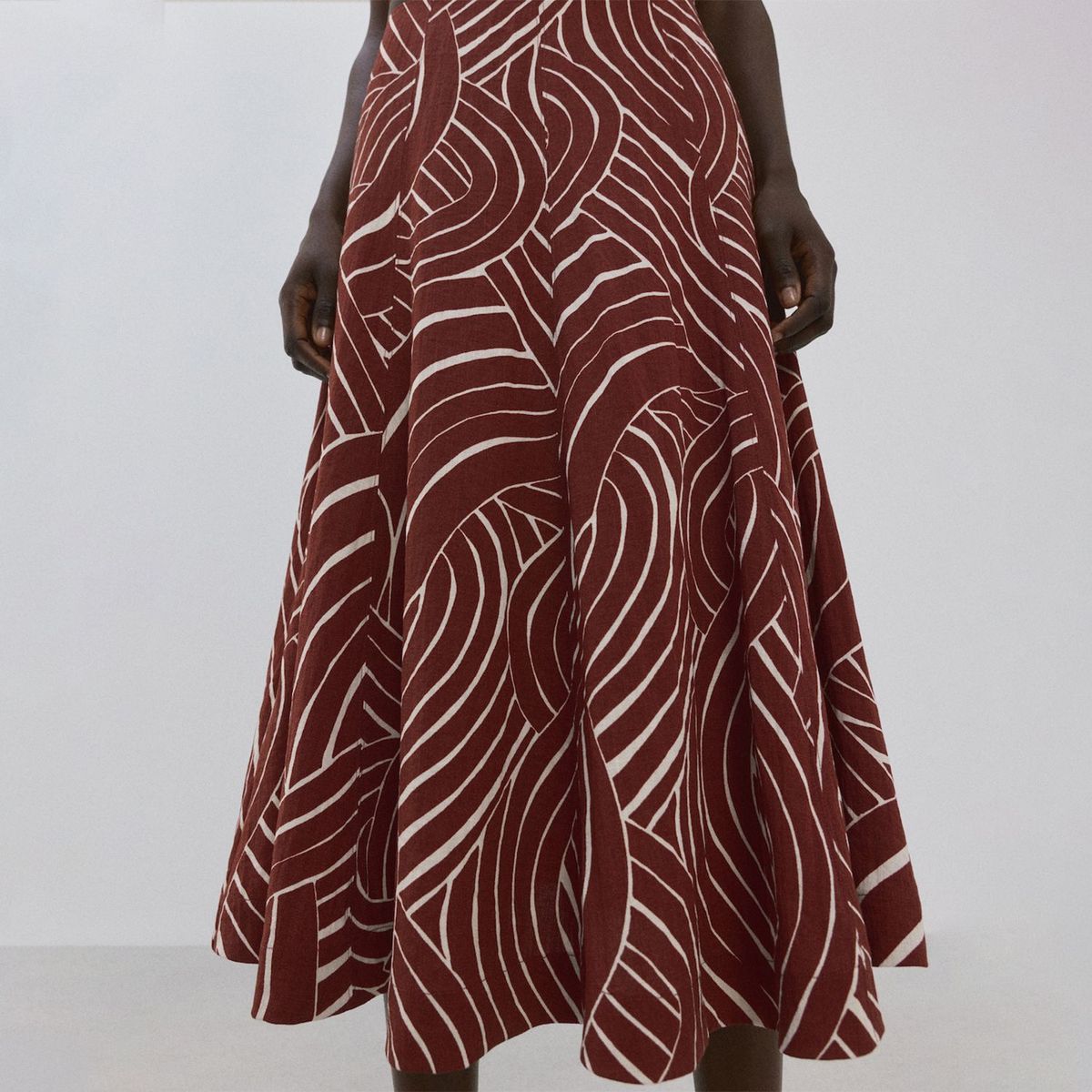 MANGO - Falda Evasé Estampado Geométrico Mujer Mango