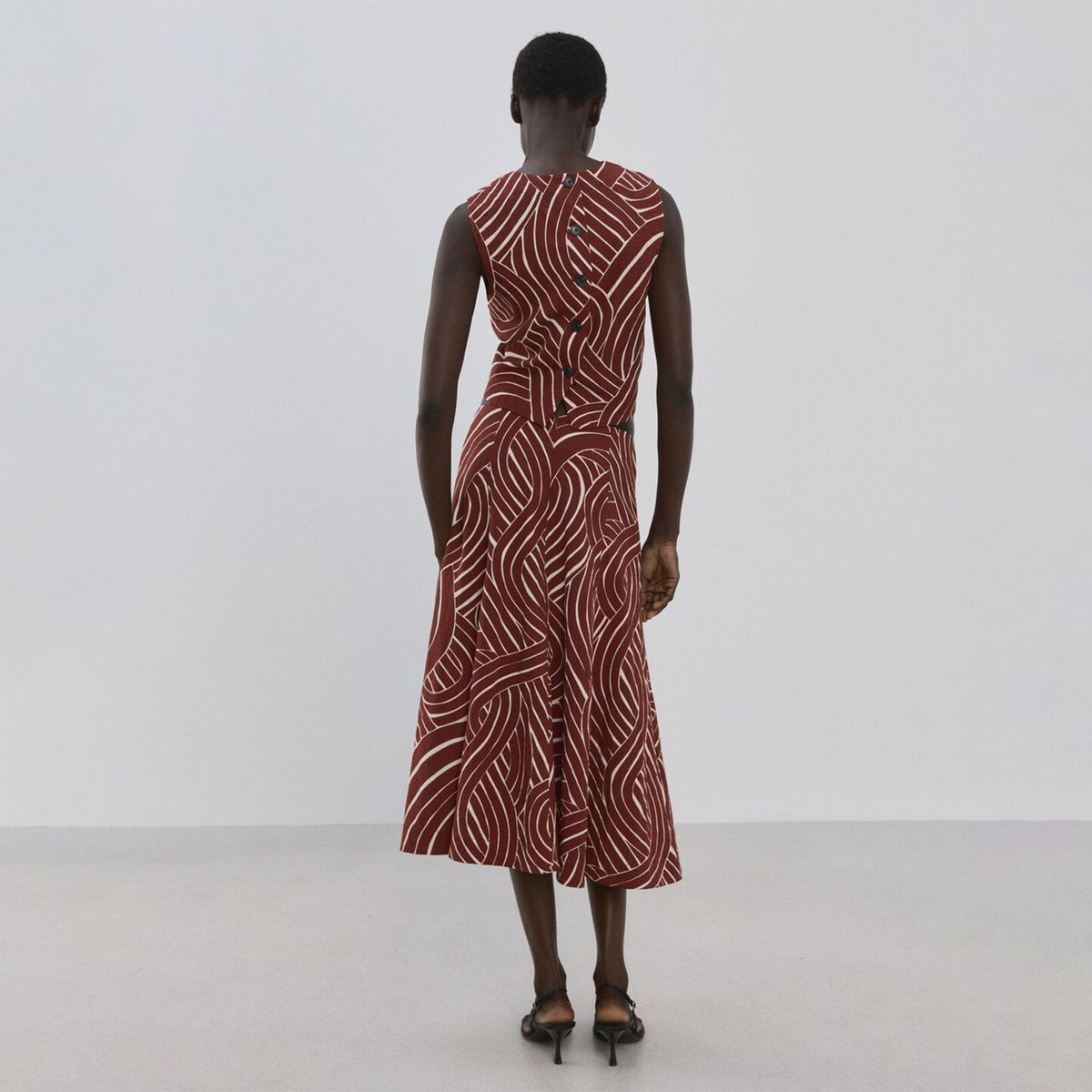 MANGO - Falda Evasé Estampado Geométrico Mujer Mango